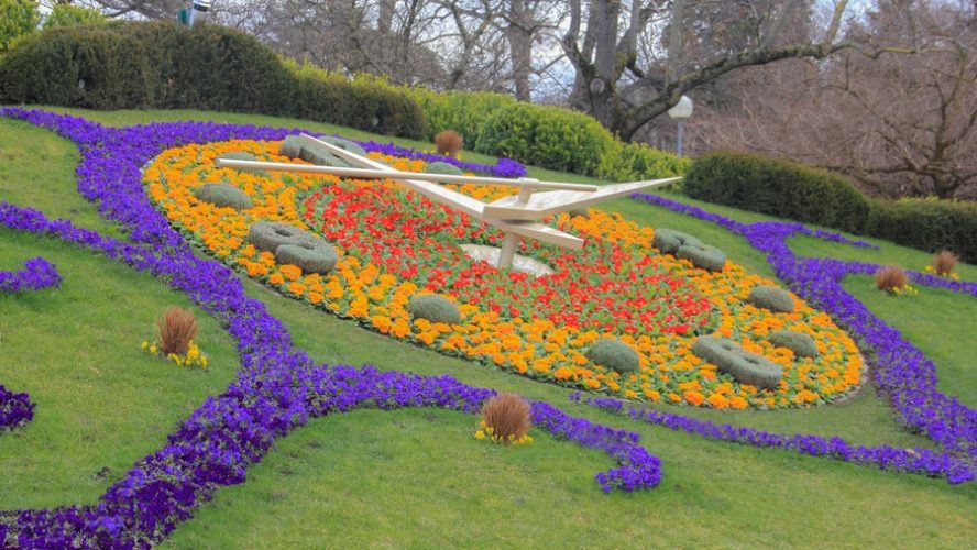 colored floral clock geneva