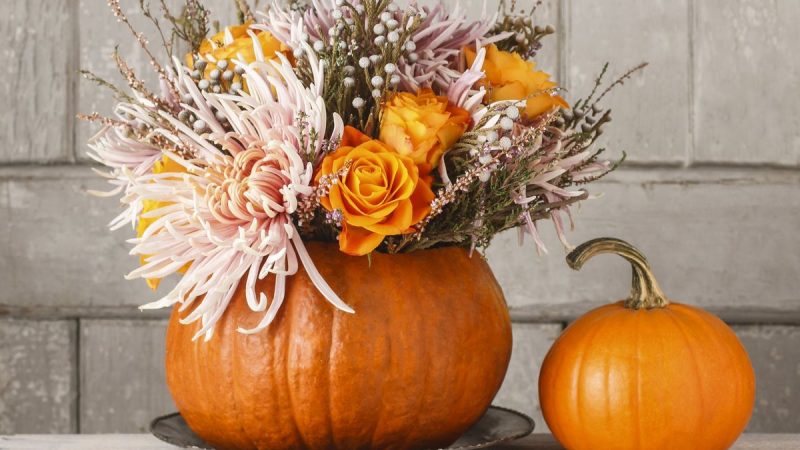 Bouquet citrouille : compo florale d&rsquo;automne avec une courge